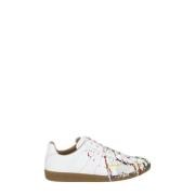 Witte Leren Sneakers met Paint Drop Effect Maison Margiela , White , H...