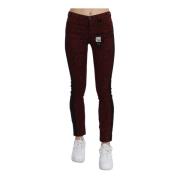 Dark Red Mid Waist Slim Fit Cotton Jeans Costume National , Red , Dame...