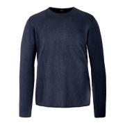 Crew Neck Gebreide Trui met Omgeslagen Zoom BomBoogie , Blue , Heren