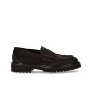 Donkerbruine Loafer met Verouderd Effect Doucal's , Brown , Heren