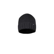 Zachte Merino Wol Beanie met Oversized Volume Moorer , Black , Dames