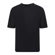 Zwart Linnen-Katoenen T-Shirt - Ss23 Lardini , Black , Heren