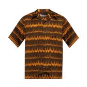 Bruine Rhythm Shirt met Oranje Patroon Wales Bonner , Brown , Heren