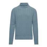 Warme Katoenen Kabelgebreide Mock Neck Coltrui BomBoogie , Blue , Here...