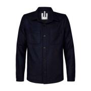 Zware Wol Marineblauw Overshirt Profuomo , Blue , Heren