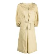 Beige Katoenmix Midi Jurk met Riem Moncler , Beige , Dames