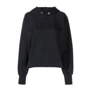 Zwarte Katoenen Sweatshirt met Geborduurd Logo Maison Margiela , Black...