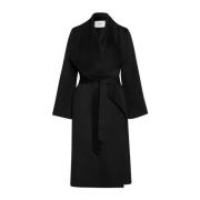 Minimalistische wollen jas met grote revers IVY OAK , Black , Dames