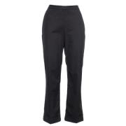 Slim Katoenen Gabardine Cropped Broek Aspesi , Black , Dames