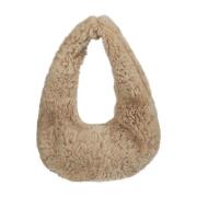 Beige Faux Fur Schoudertas Anita Bilardi , Beige , Dames