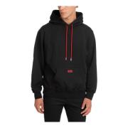 Effen Logo Hoodie met Zak Gcds , Black , Heren