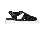 Elegante platte sandalen met stoffen details Le Silla , Black , Dames