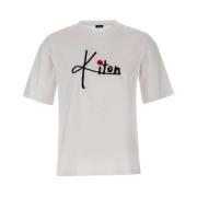 Maxi Logo Geborduurd Wit T-shirt Kiton , White , Heren