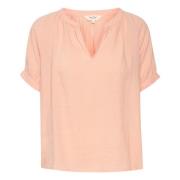 Casual korte mouw blouse voor moderne vrouwen Part Two , Pink , Dames