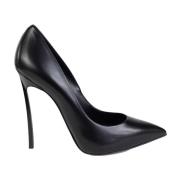 Stijlvolle Zwarte Leren Hakken Casadei , Black , Dames