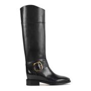 Zwarte Leren Laarzen Santoni , Black , Dames