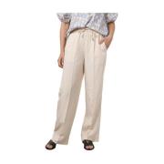 Hoge Taille Elastische Broek Second Dames , Beige , Dames