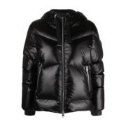 Zwarte korte pufferjas Woolrich , Black , Dames