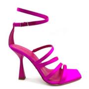 Fuchsia Satin High Heel Sandals Sergio Levantesi , Purple , Dames