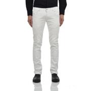 Slim-fit Katoenen Jeans met Versleten Details Dondup , White , Heren