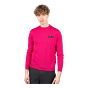 Heren Merinowollen Geribbelde Pullover Plein Sport , Pink , Heren