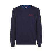 Blauwe Sweaters met Contrasterende Bordeaux Details Sun68 , Blue , Her...