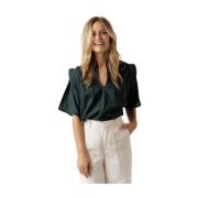 BY BAR Liam Lurex SS Blouse 430 pine forest By-Bar , Green , Dames