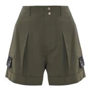 Safari-Style Shorts met Plooien en Knopen Kocca , Green , Dames
