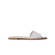 Federica Leren Sliders Scarosso , White , Dames