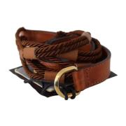 Gevlochten Leren Riem, Goudkleurige Hardware Ermanno Scervino , Brown ...