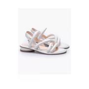 Quilted Leather Flat Sandals AGL , White , Dames