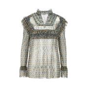 Gerimpelde V-Hals Shirt Philosophy di Lorenzo Serafini , Green , Dames