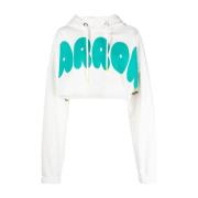 Trendy Crop Hoodie - M Barrow , White , Dames