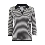 Gestreept Buttonless Polo Shirt Aspesi , Black , Dames