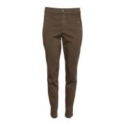 Slim-Fit Hooggetailleerde Bruine Broek met Slimme Knoopdetails 2-Biz ,...