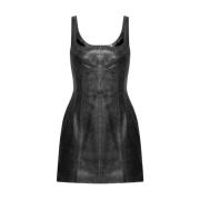 Grijze Leren Slip Jurk met Decoratieve Kraag The Mannei , Gray , Dames