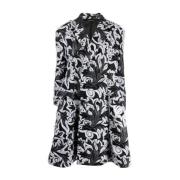 Zwarte bloemen jacquard dubbelrij jas Comme des Garçons , Black , Dame...