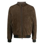 Suede Bomberjack, 100% Suede, Gemaakt in Italië Fedeli , Brown , Heren