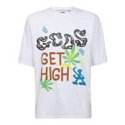 Multicolor High Print Oversized T-shirt Gcds , White , Heren