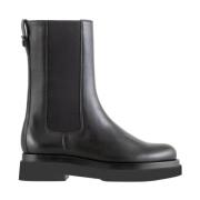 Casual Zwarte Leren Booties met Lage Hakken Högl , Black , Dames