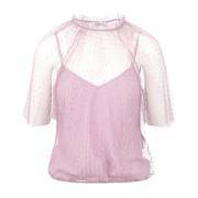 Lila Tule Blouse RED Valentino , Pink , Dames