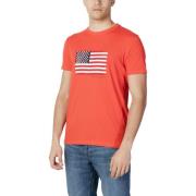 Blauw Print T-Shirt voor Mannen U.s. Polo Assn. , Red , Heren