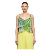 Top met waterverfprint en gerimpelde zoom Kocca , Multicolor , Dames