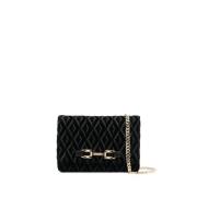 Gewatteerde Velvet Crossbody Tas Elisabetta Franchi , Black , Dames