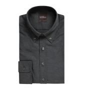 Slim Fit Flanellen Overhemd Oscar Jacobson , Gray , Heren