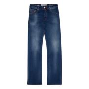 Luxe Indigo Stitch Straight Jeans Jacob Cohën , Blue , Heren