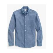 Milano Slim-Fit Sport Overhemd, Chambray, button-down kraag Brooks Bro...