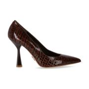 Bruine Pump met Krokodillenprint en Glanzende Afwerking Sergio Levante...