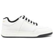 Zwart & Wit Leren Sneakers Saint Laurent , White , Dames