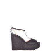 Verhoog je zomerse stijl met sleehak sandalen Sergio Rossi , Black , D...